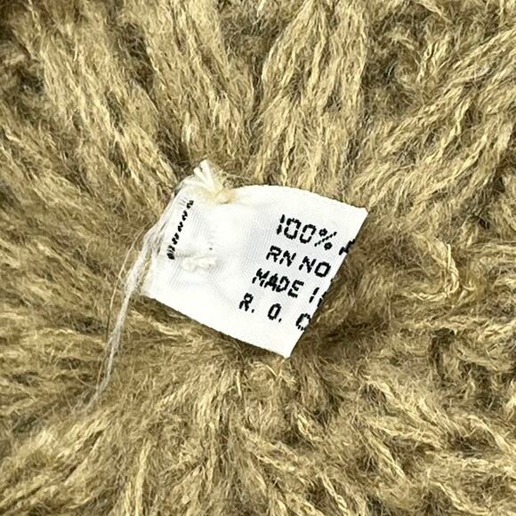 Vtg Brown Tan Acrylic Knit Beret Slouchy Cap Boho 1970s Pattern Textured Hat NWT main image 9